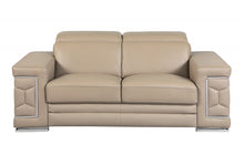 Modern Beige Leather Loveseat - 29” To 38