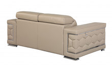 Modern Beige Leather Loveseat - 29” To 38