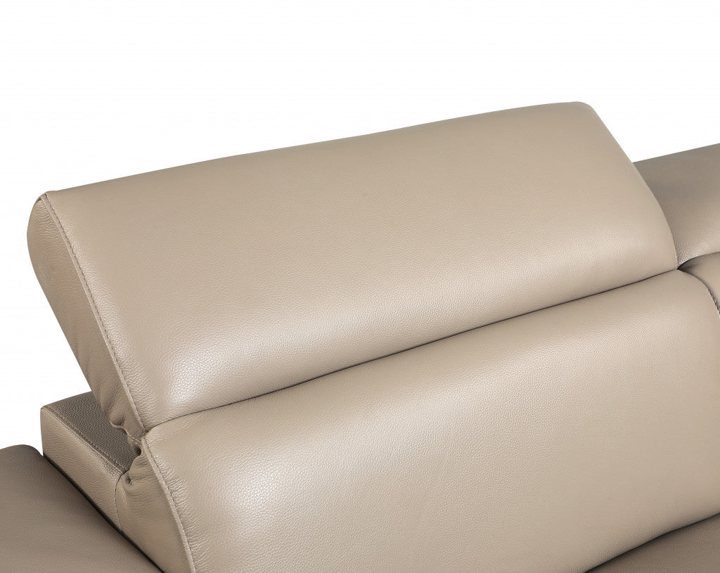 Modern Beige Leather Loveseat - 29” To 38"