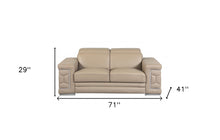 Modern Beige Leather Loveseat - 29” To 38