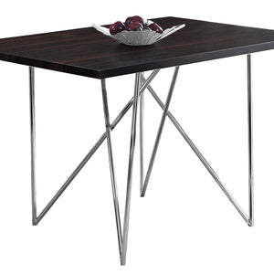 31.5" X 47.5" X 30" Cappuccino Hollow Core Particle Board Metal  Dining Table