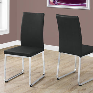 Two 39.5" Leather Look Foam And Chrome Metal Dining Chairs