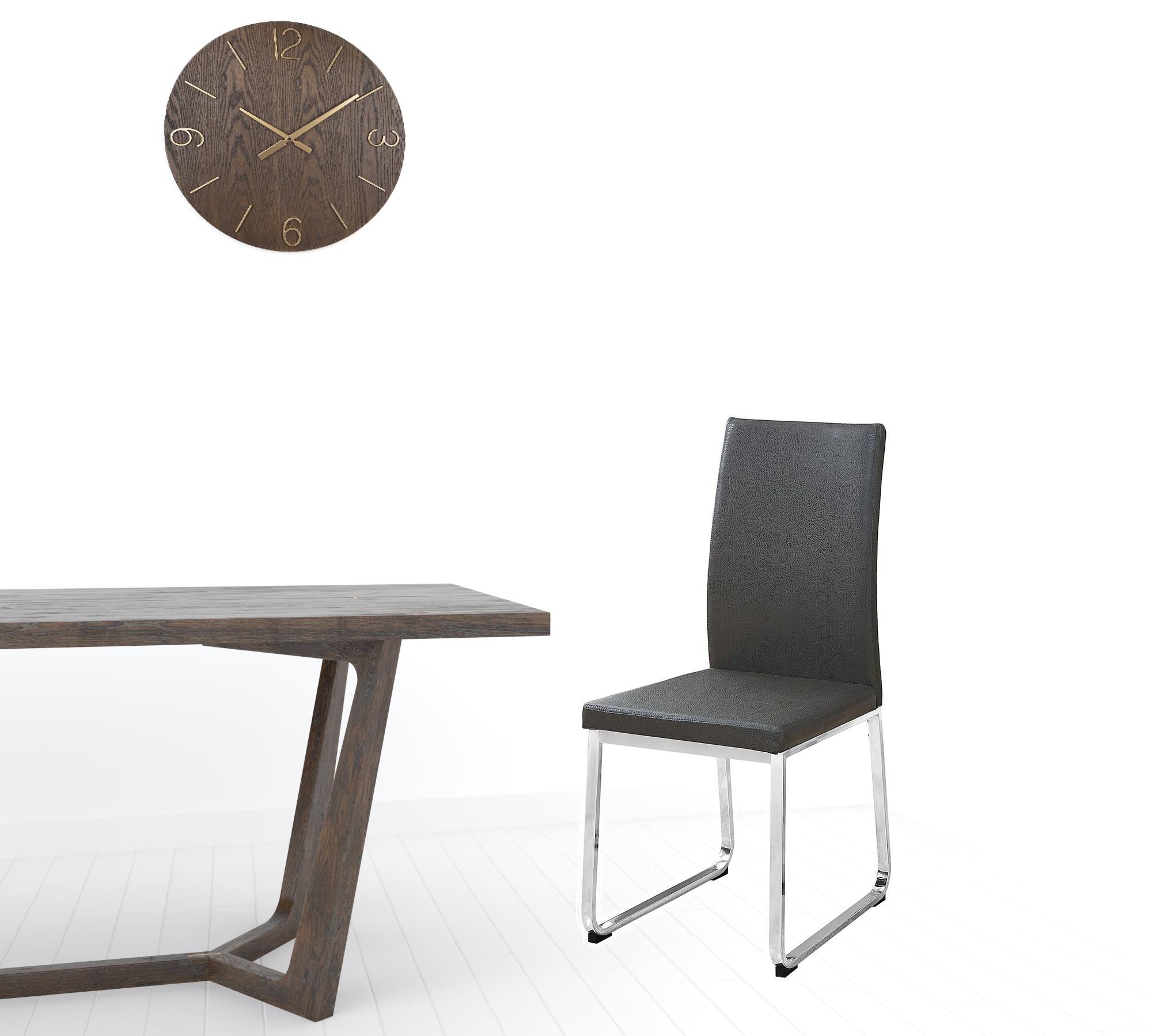 Two 39.5" Leather Look Foam And Chrome Metal Dining Chairs