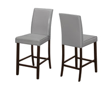 Set Of Two Grey Faux Leather Counter Height Dining Chairs