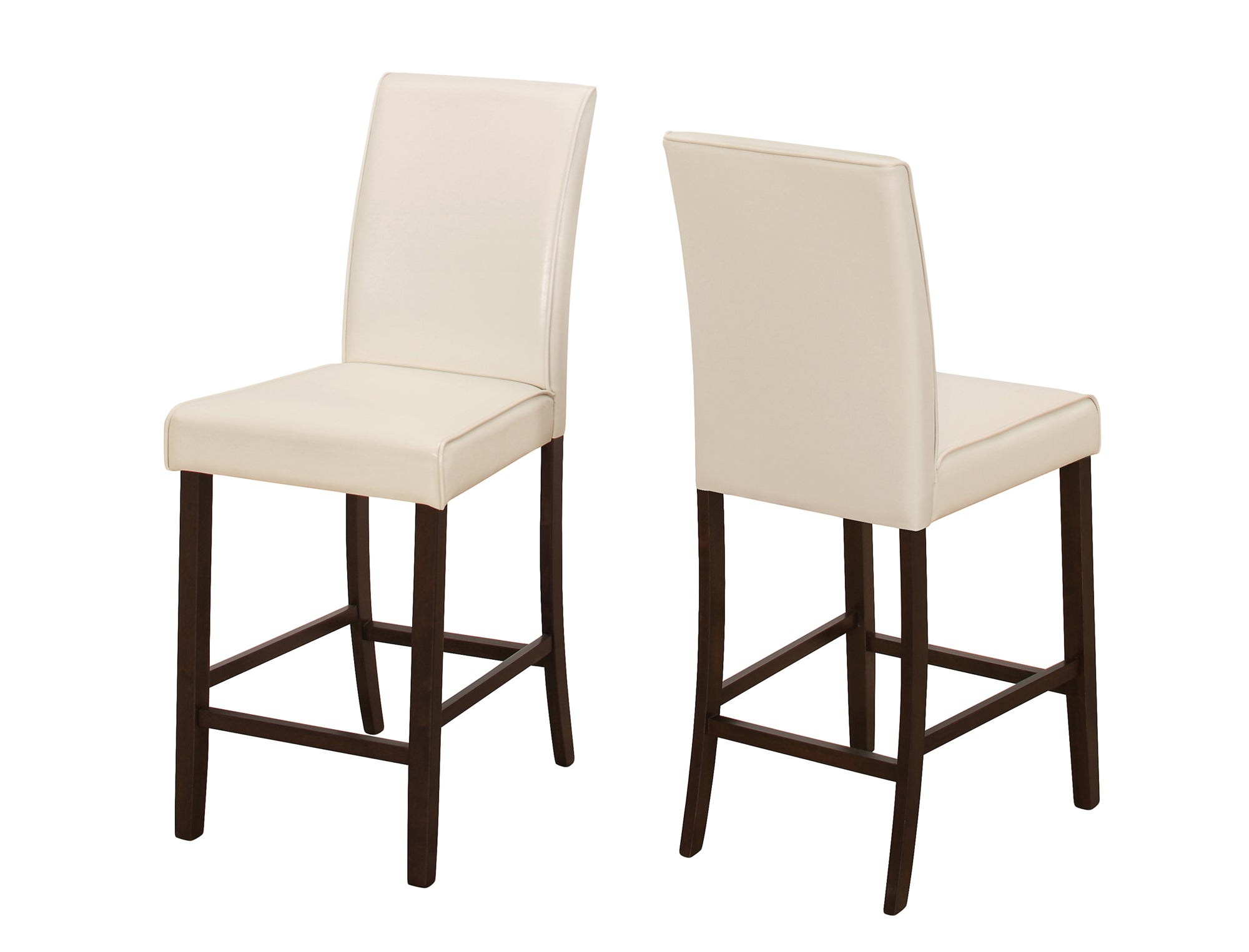 Set Of Two Grey Faux Leather Counter Height Dining Chairs