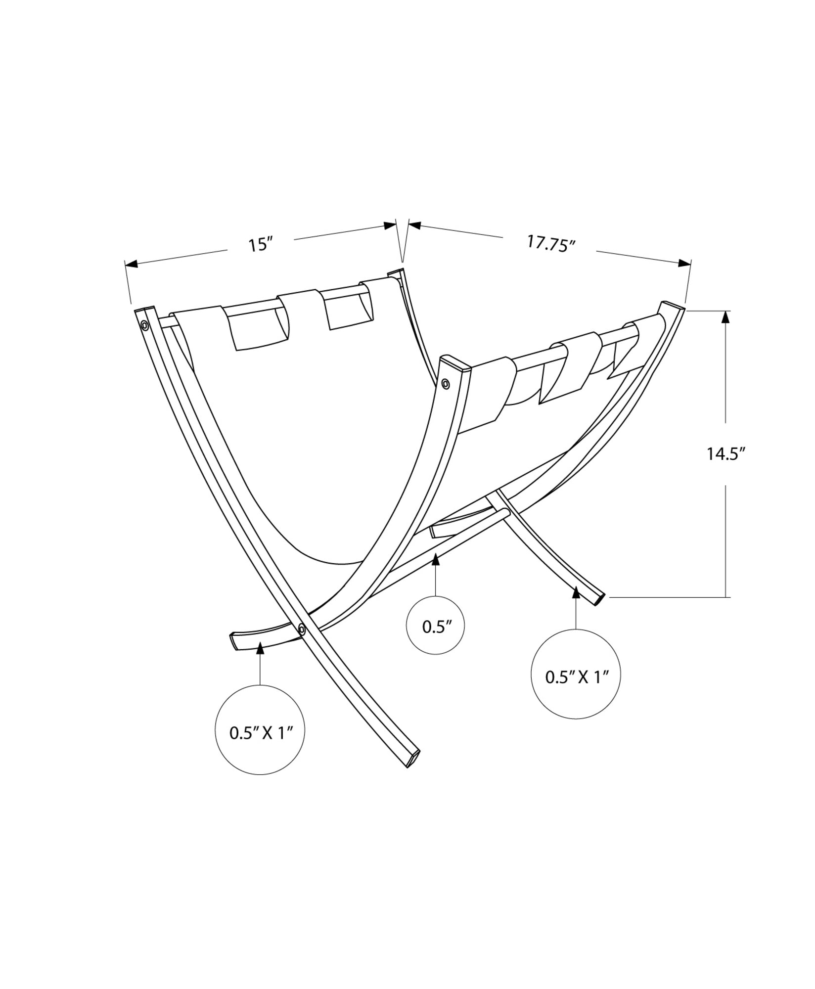 17.75" X 15" X 14.5" Black Metal  Magazine Rack