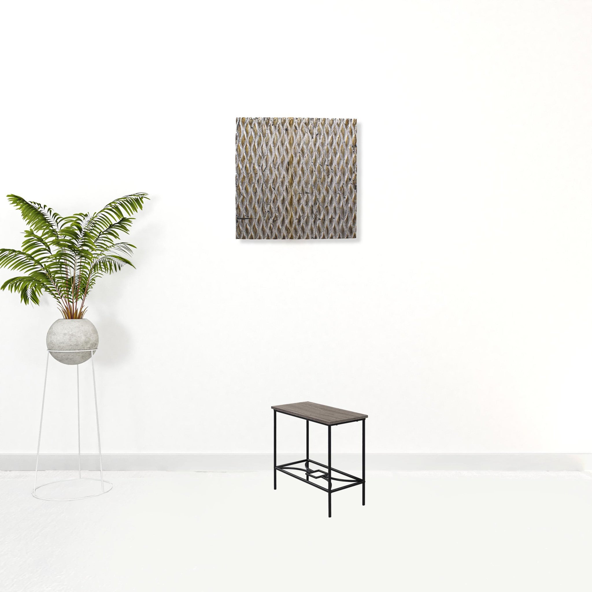 11.75" X 23.75" X 22" Dark Taupe Black Mdf Metal  Accent Table