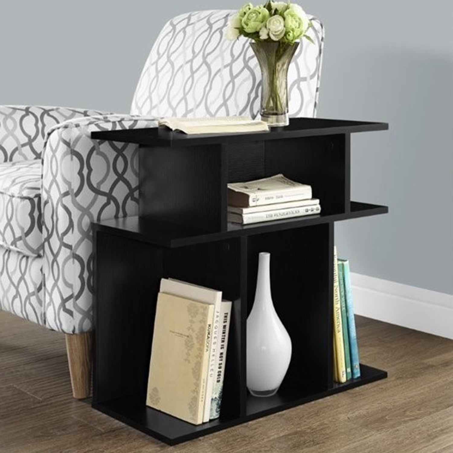 11.75" X 23.75" X 23.75" Black Particle Board Laminate  Accent Table