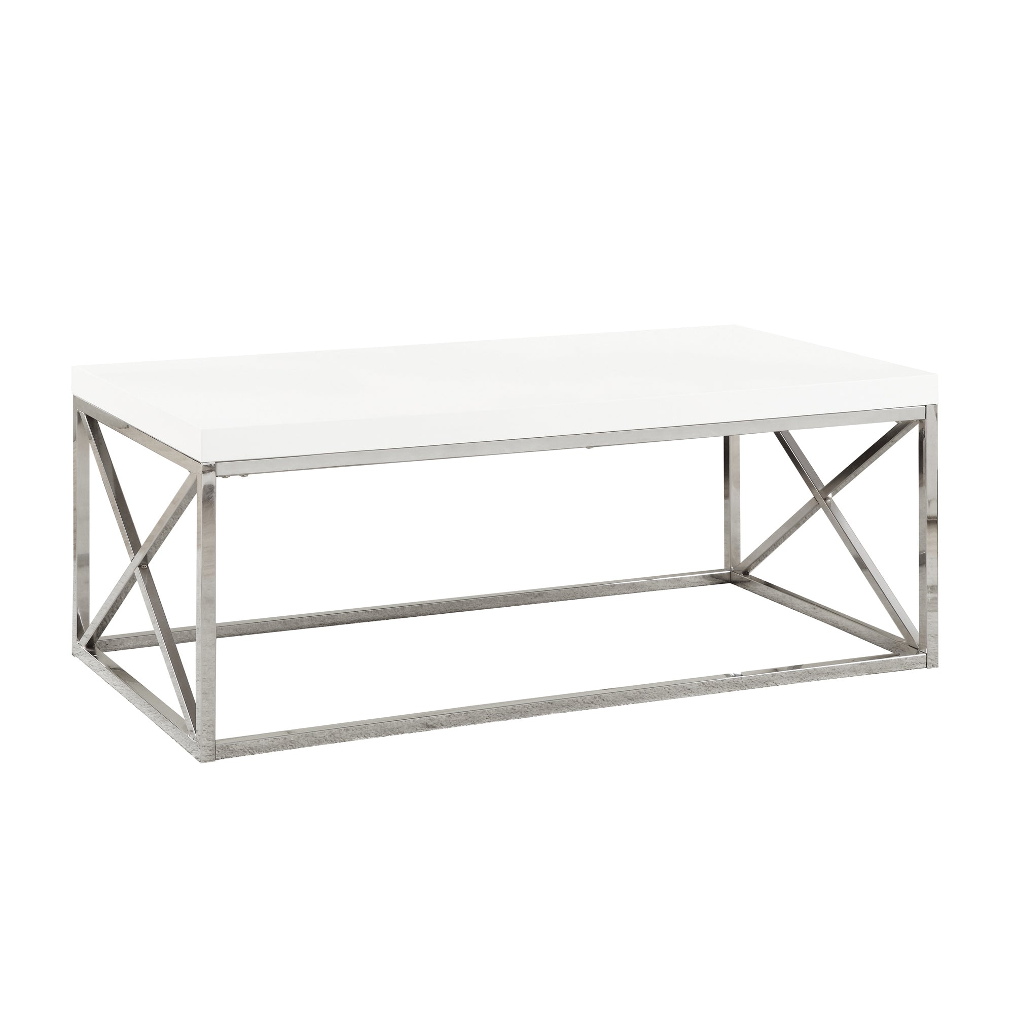 17" Particle Board And Chrome Metal Coffee Table