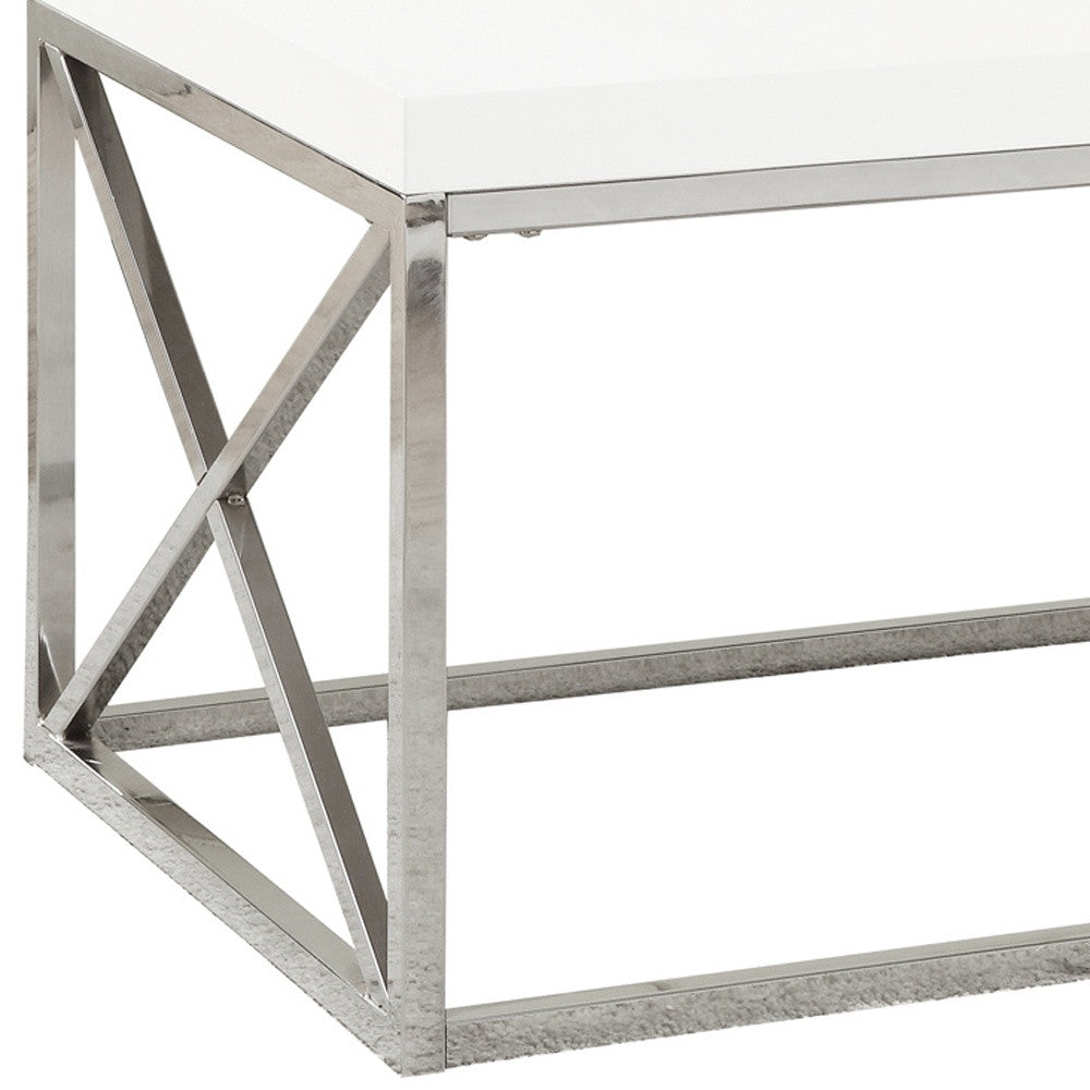 17" Particle Board And Chrome Metal Coffee Table
