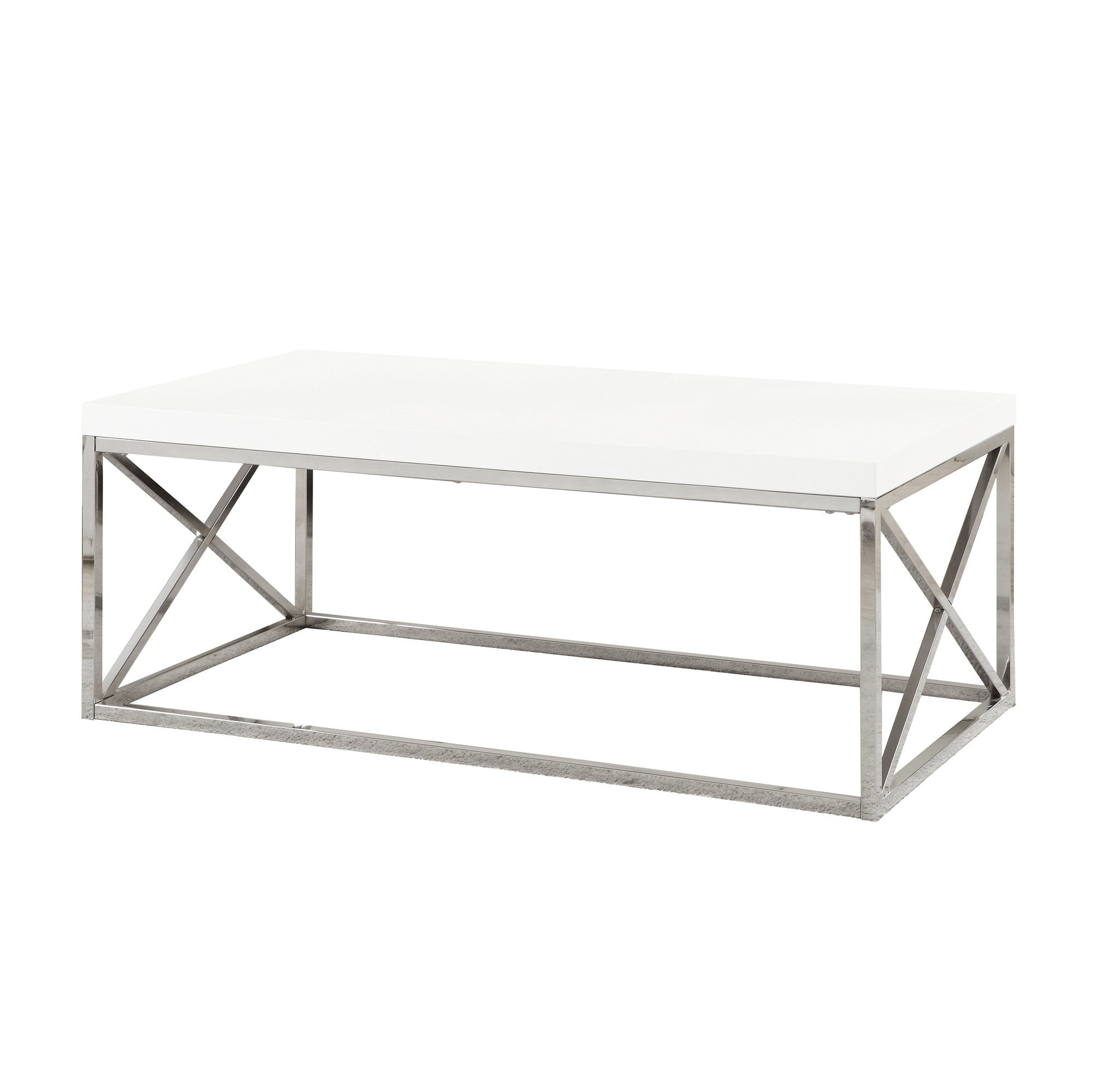 17" Particle Board And Chrome Metal Coffee Table