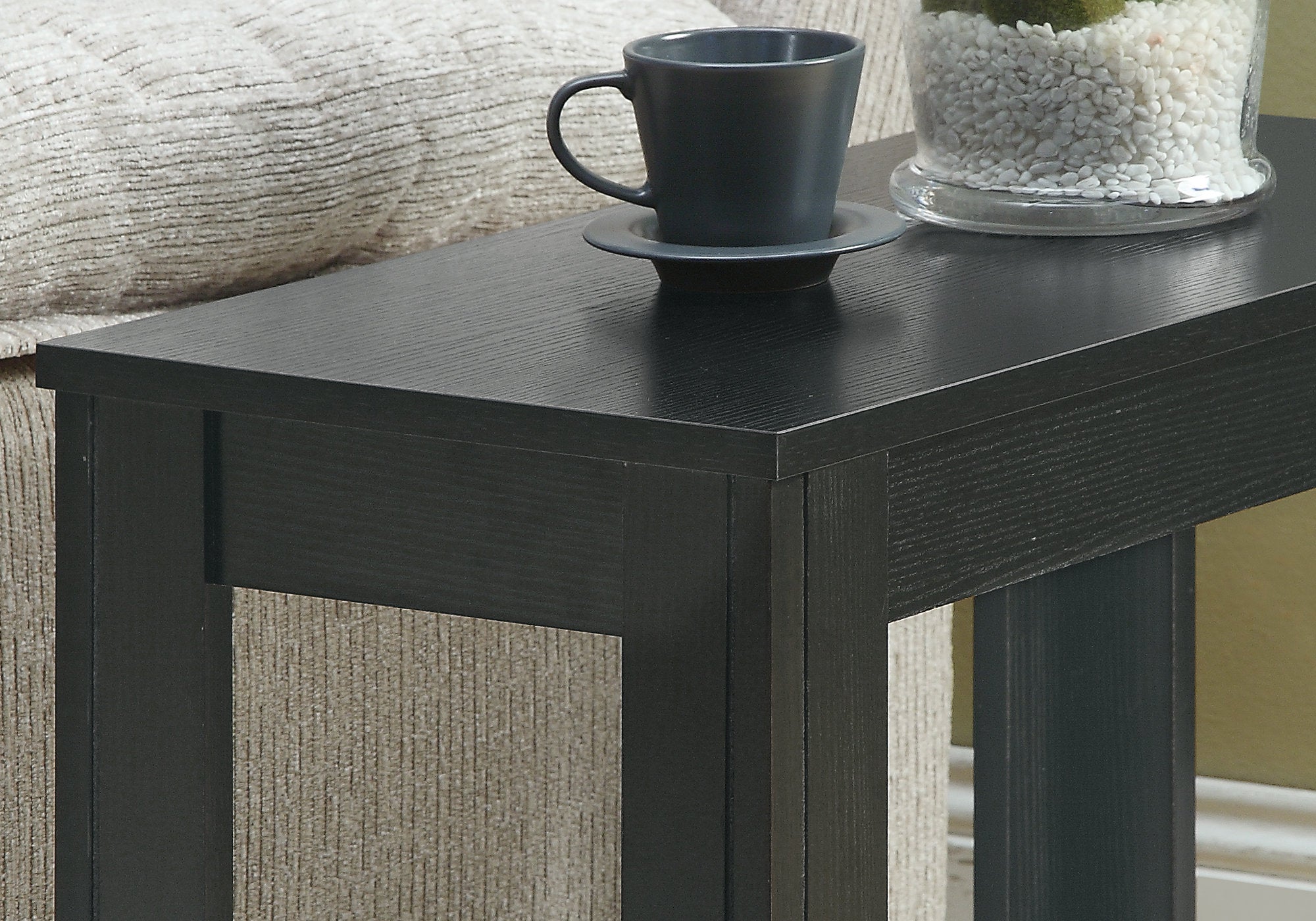 12" X 23.75" X 21.5" Black Particle Board Laminate Mdf  Accent Table