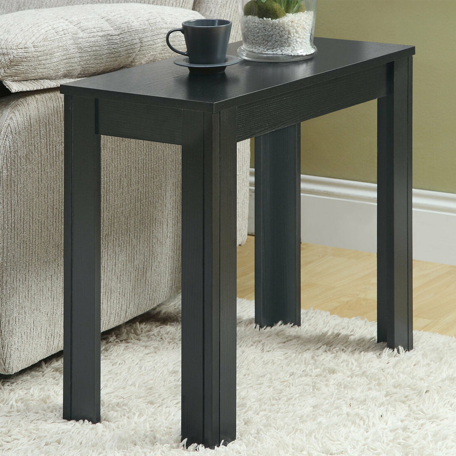 12" X 23.75" X 21.5" Black Particle Board Laminate Mdf  Accent Table