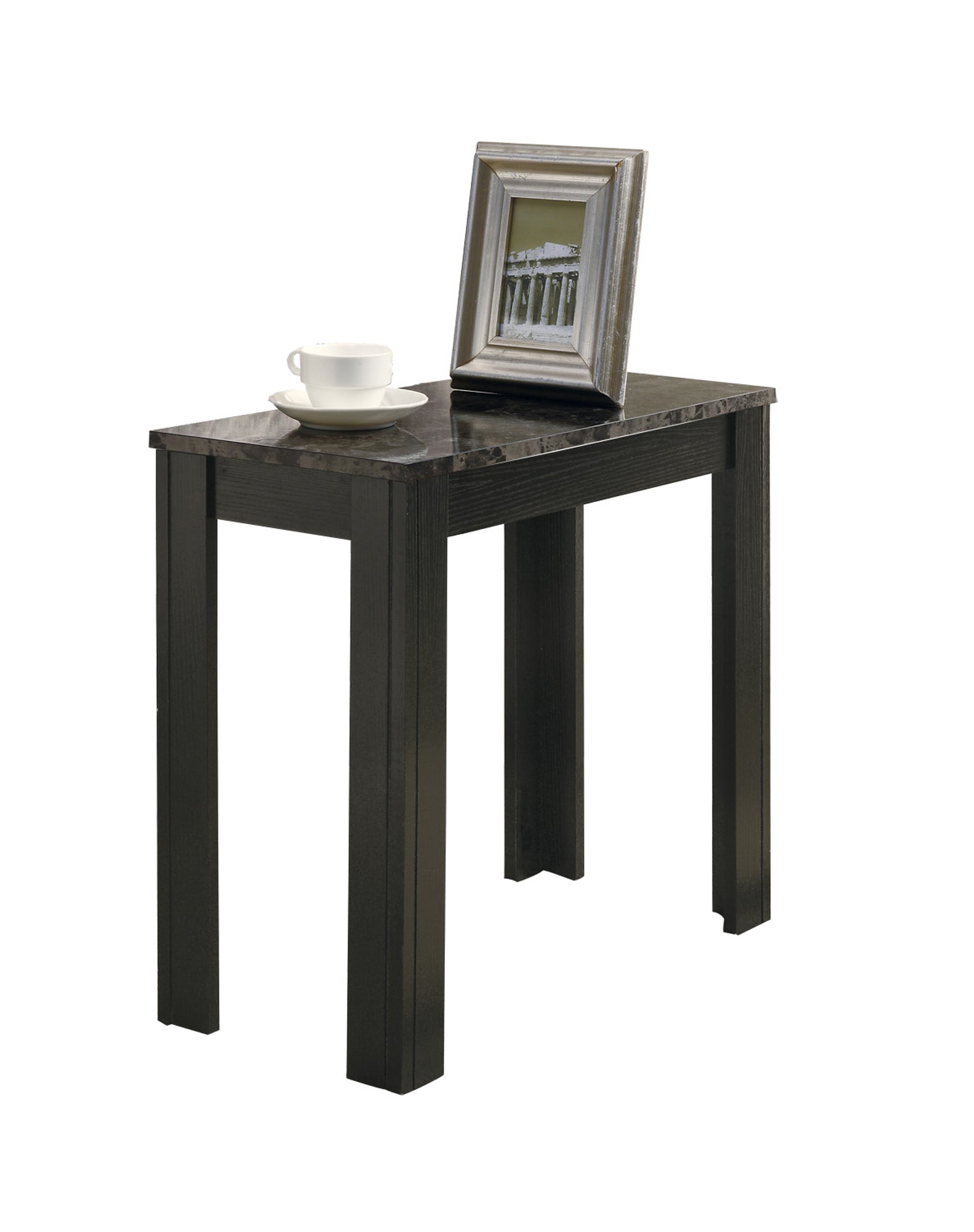 12" X 23.75" X 21.5" Black Particle Board Laminate Mdf  Accent Table