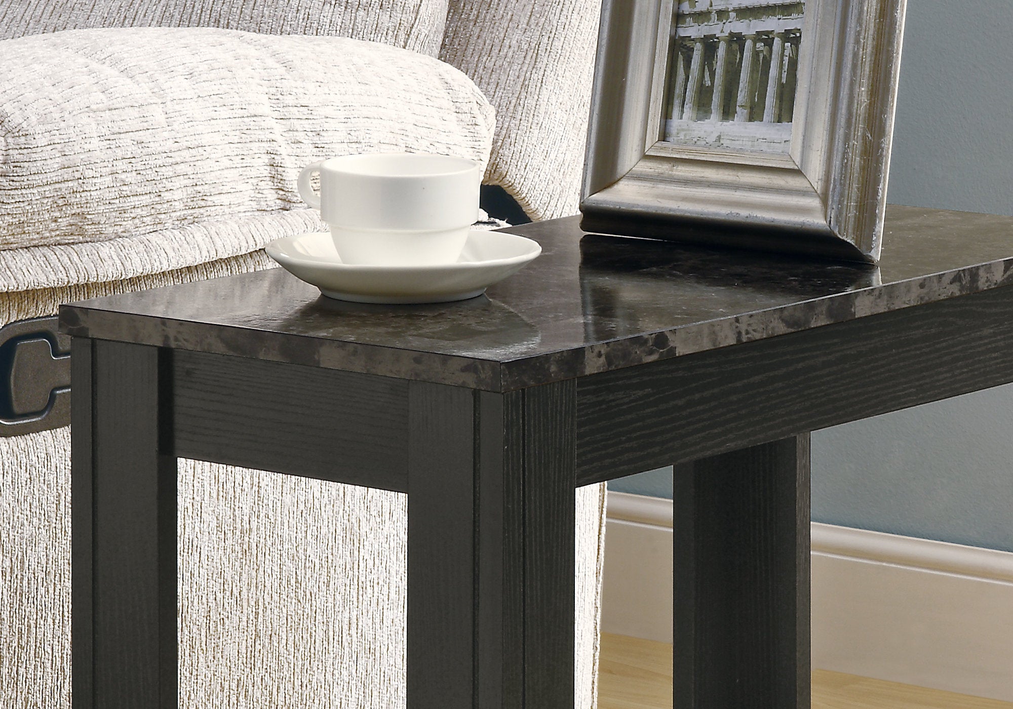 12" X 23.75" X 21.5" Black Particle Board Laminate Mdf  Accent Table