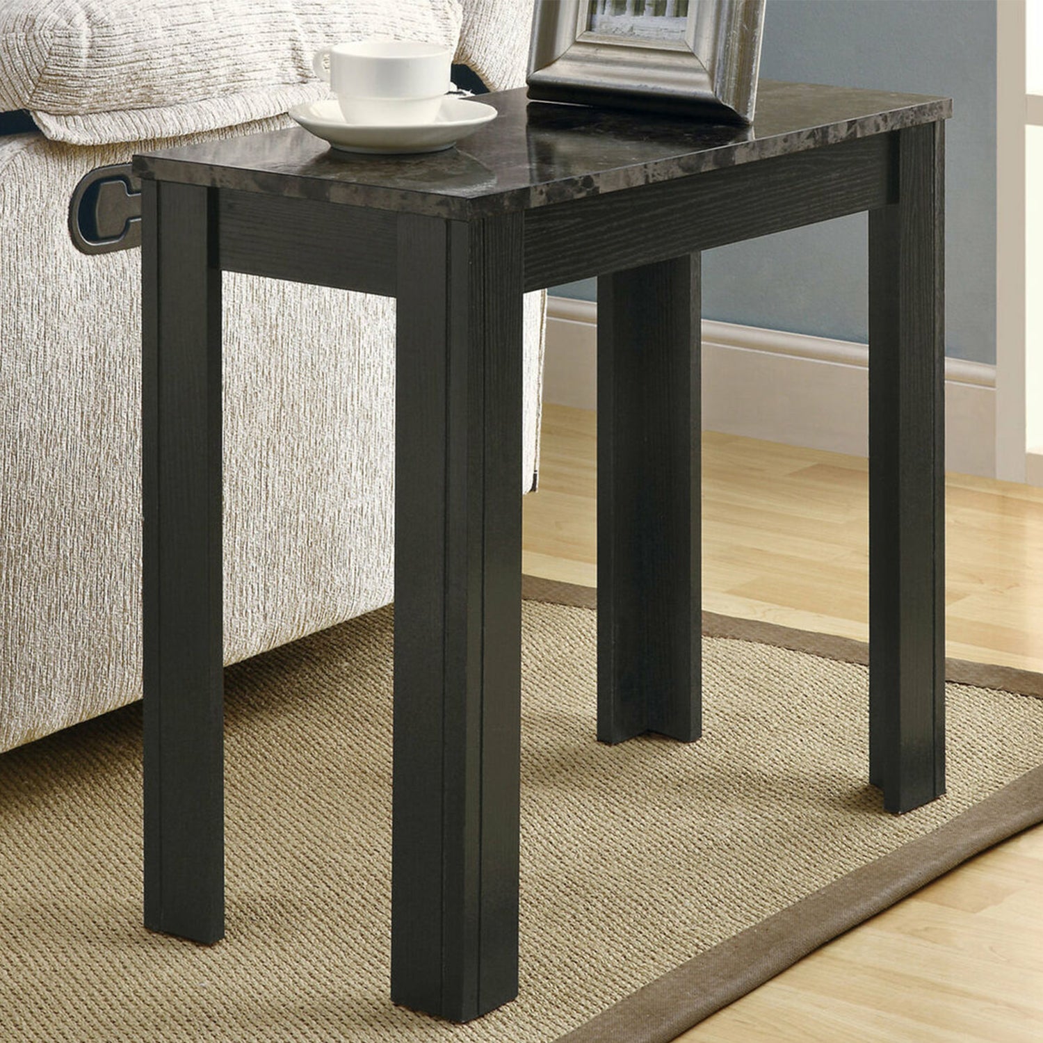 12" X 23.75" X 21.5" Black Particle Board Laminate Mdf  Accent Table
