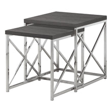 Chrome Metal Two Pieces Nesting Table Set 40.5