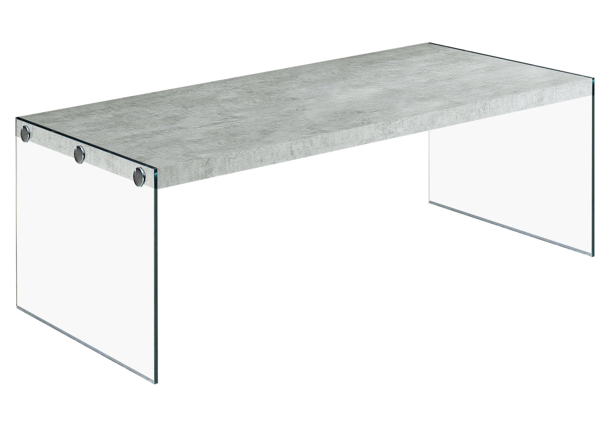 22" X 44" X 16" Dark Taupe  Tempered Glass  Coffee Table