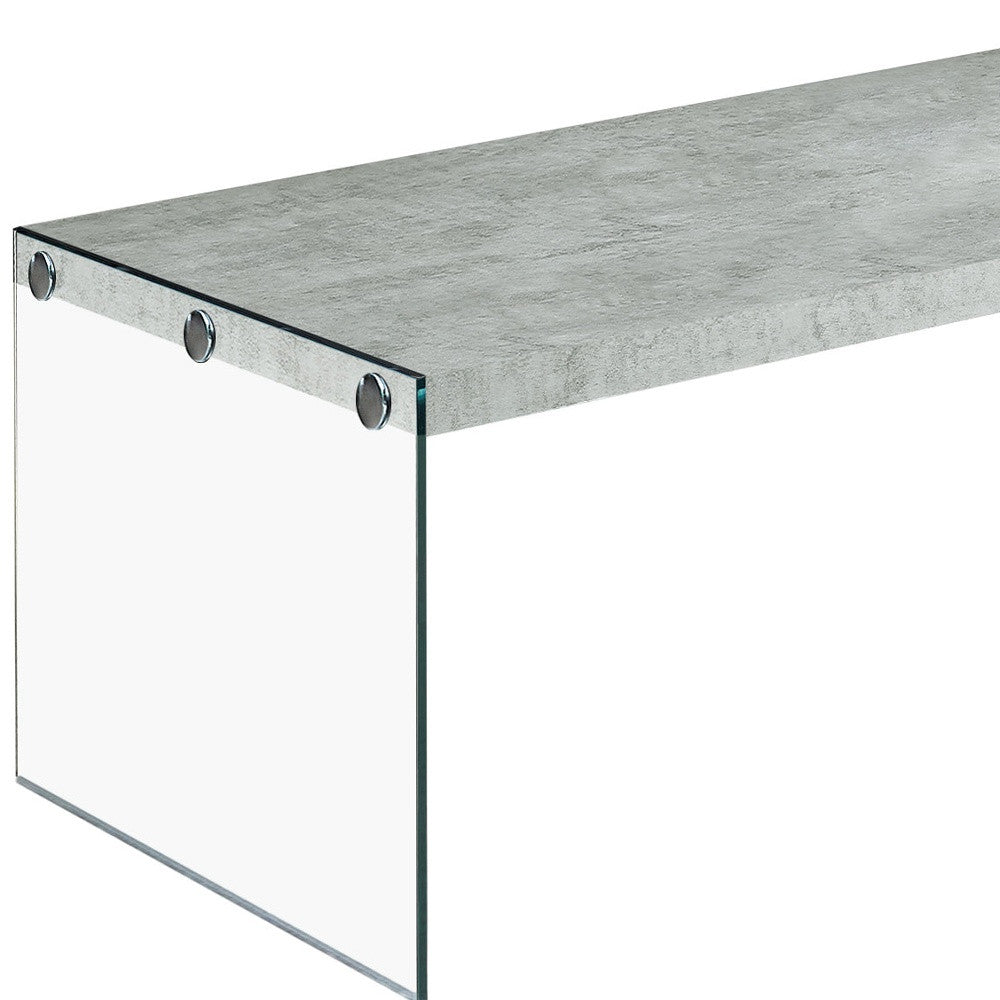 22" X 44" X 16" Dark Taupe  Tempered Glass  Coffee Table