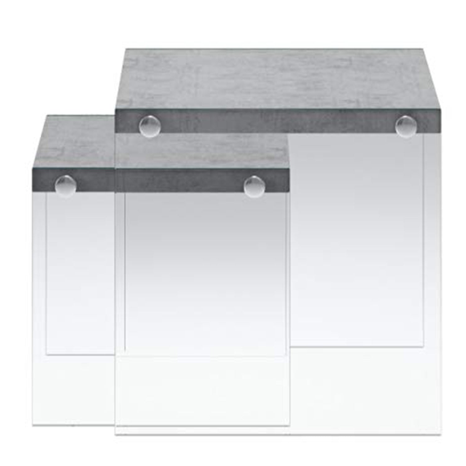 35.5" X 35.5" X 35.5" Dark Taupe Clear Particle Board Tempered Glass  2Pcs Nesting Table Set