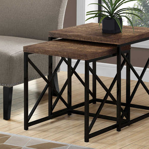 37.25" X 37.25" X 40.5" Brown Black Particle Board Metal  2Pcs Nesting Table Set