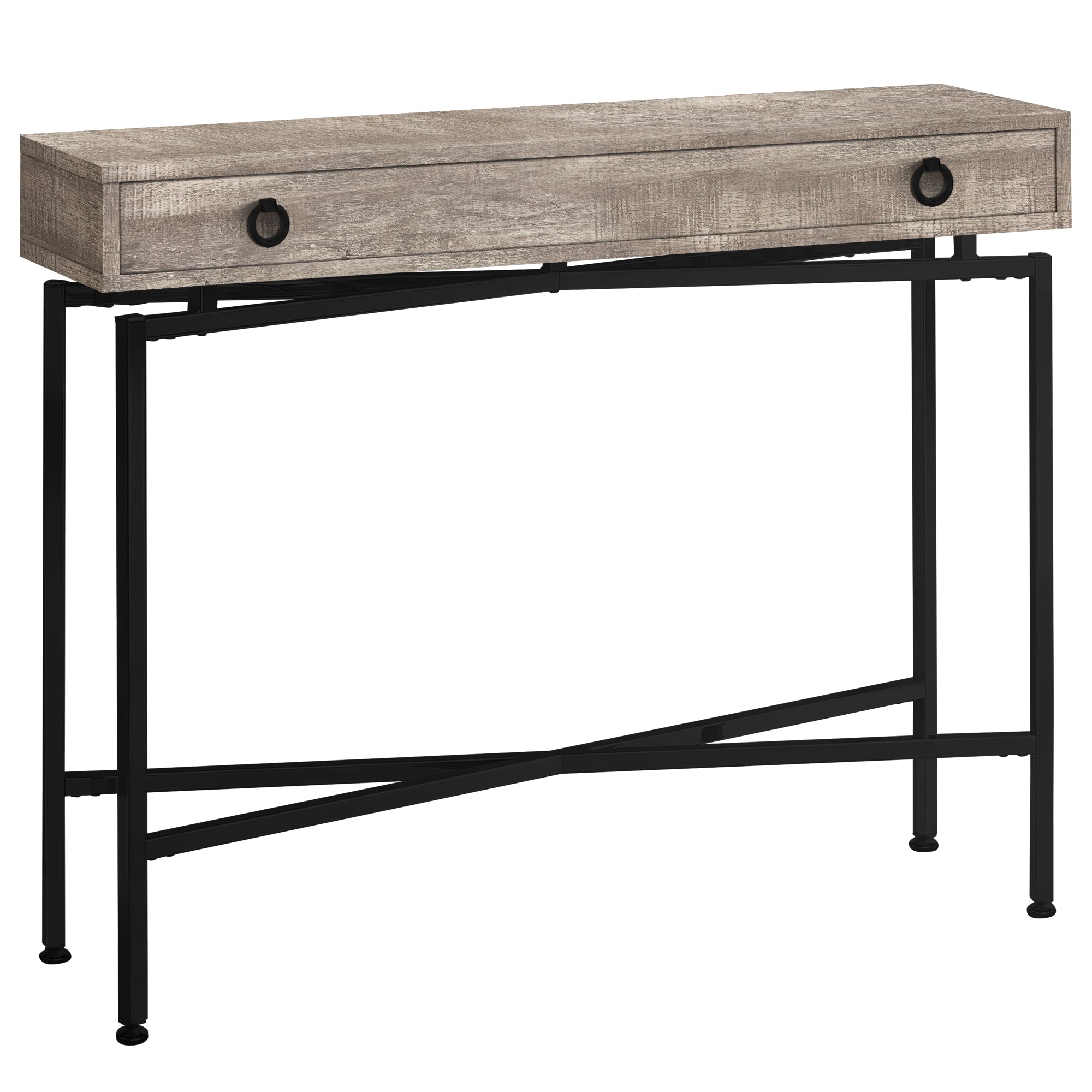 32.5" Brown Particle Board Accent Table With Black Legs