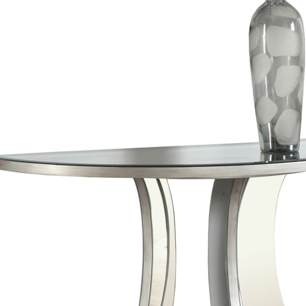 14.5" X 36" X 32" Brushed Silvermirror  Accent Table