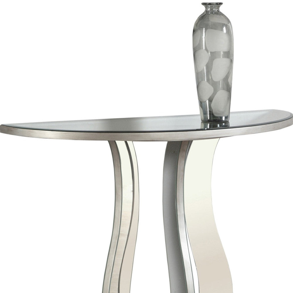14.5" X 36" X 32" Brushed Silvermirror  Accent Table