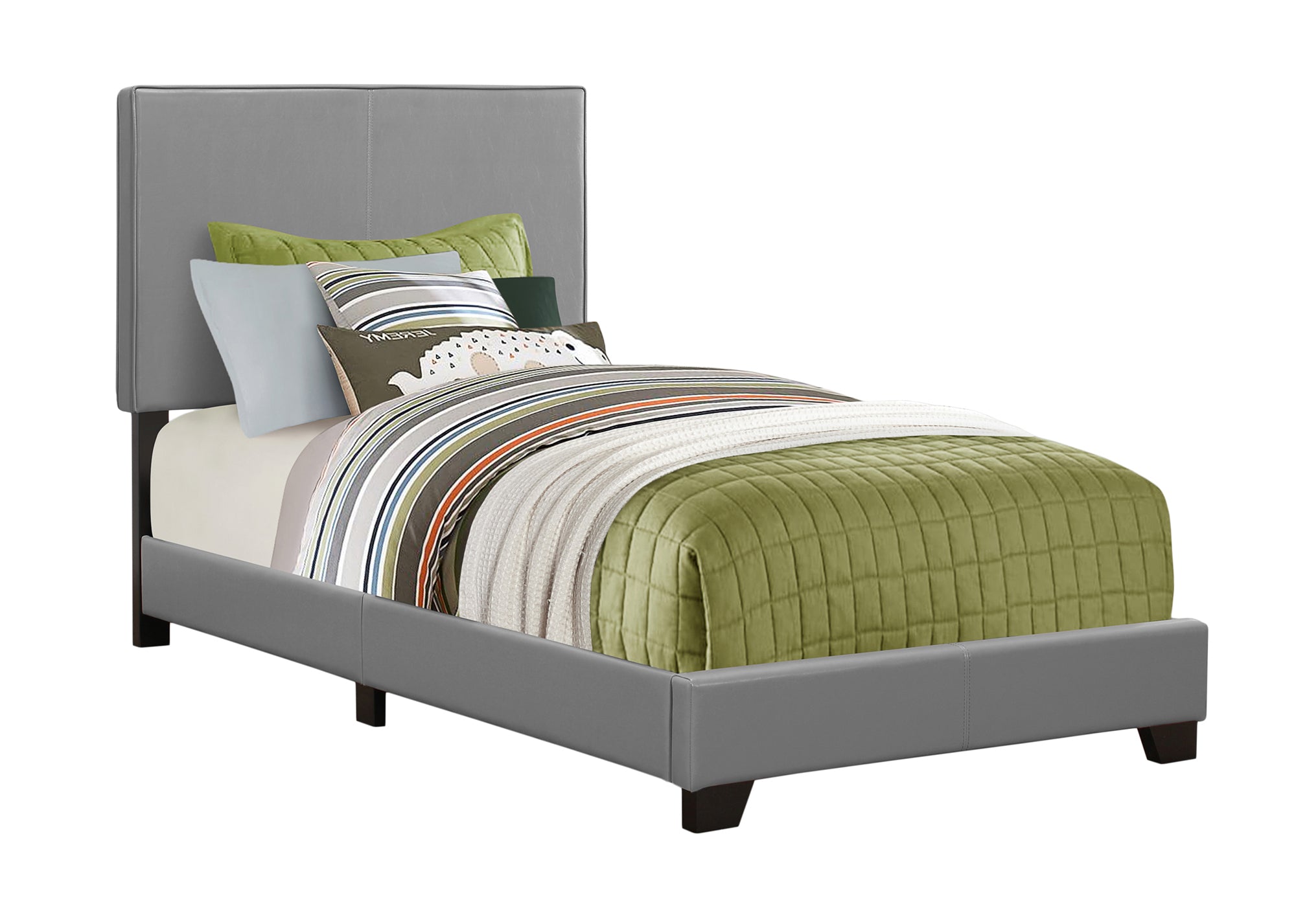 81" X 43" X 45.75" Gris Espuma De Madera Sólida Aspecto De Cuero Cama Tamaño Twin