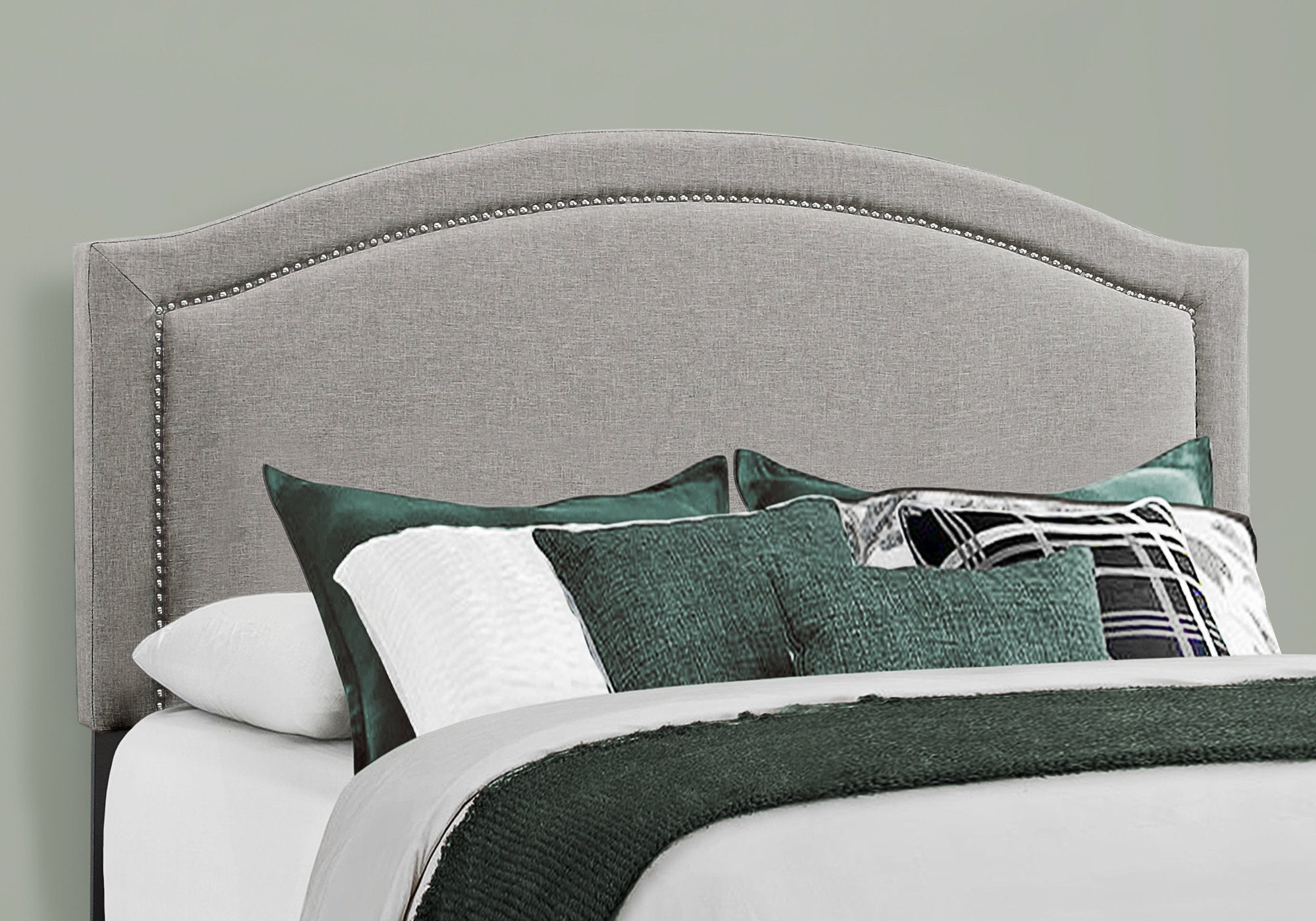 64.5" X 85.75" X 51.5" Grey Foam Solid Wood Linen  Queen Size Bed