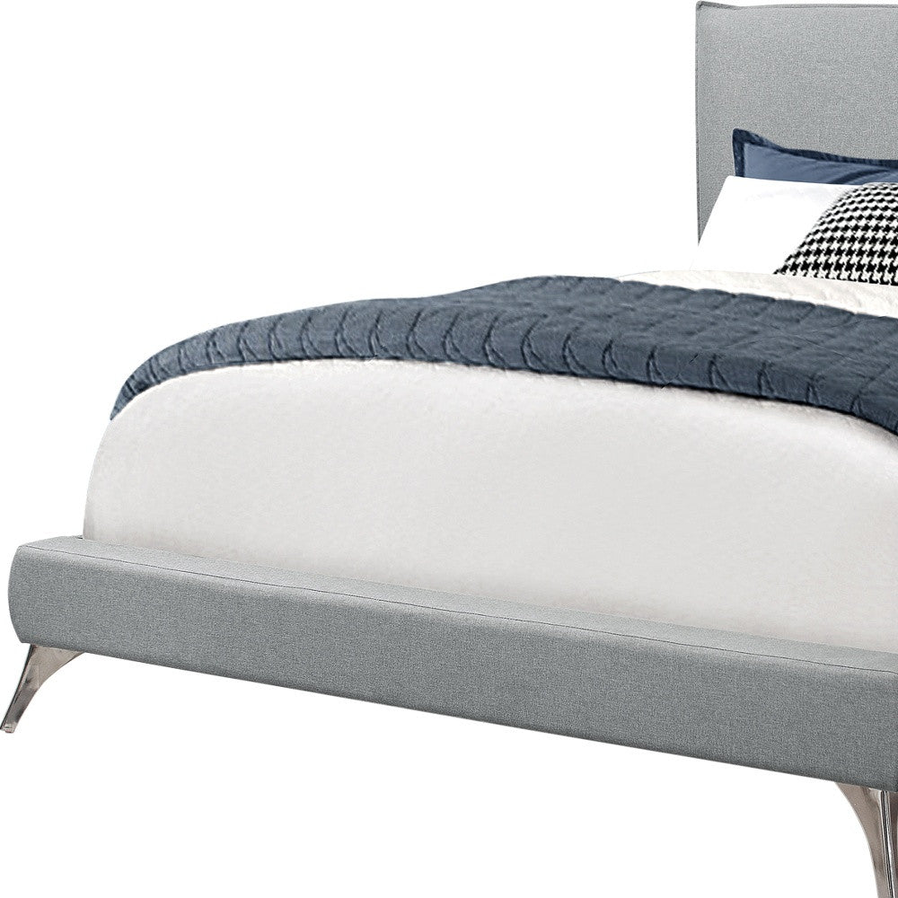 70.25" X 87.25" X 47.25" Grey Foam Solid Wood Linen Queen Size Bed