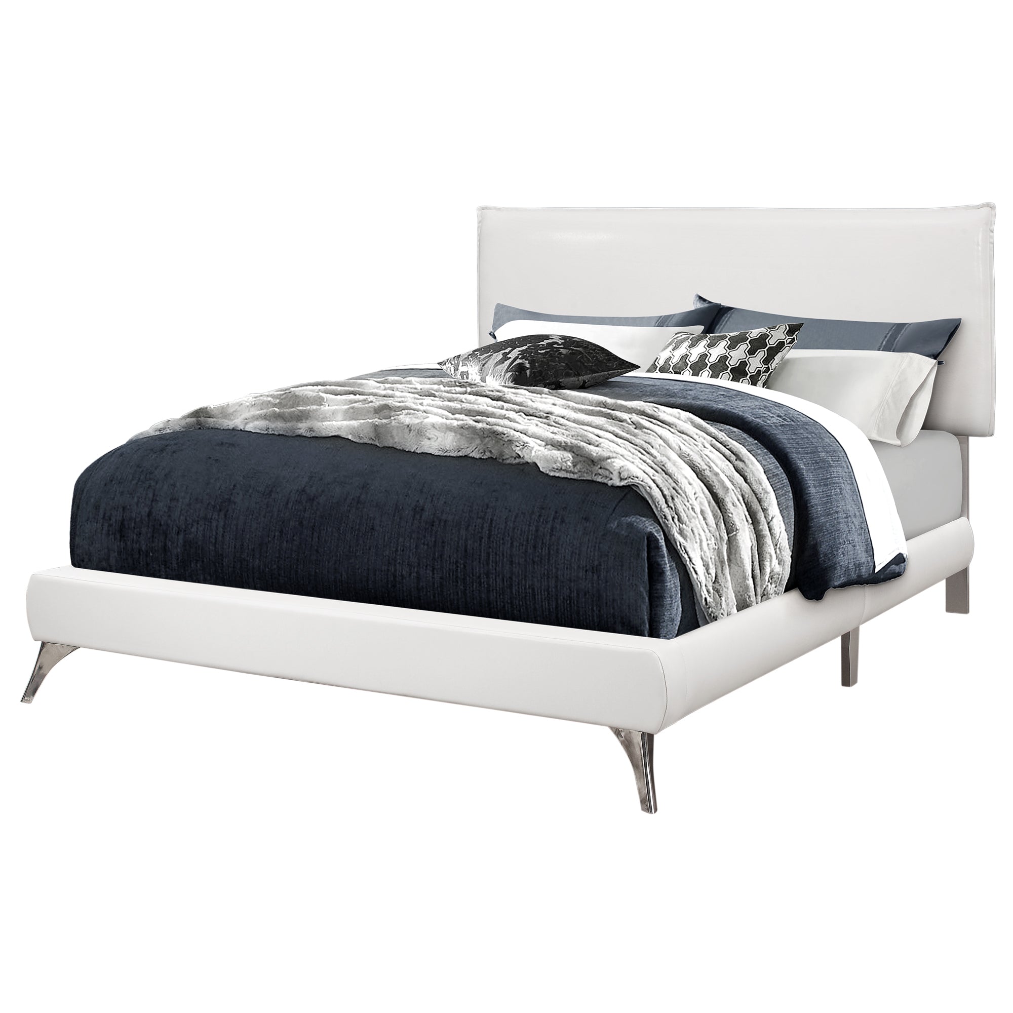 70.25" X 87.25" X 47.25" Grey Foam Solid Wood Linen Queen Size Bed