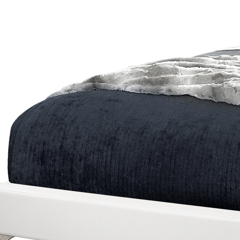 70.25" X 87.25" X 47.25" Grey Foam Solid Wood Linen Queen Size Bed