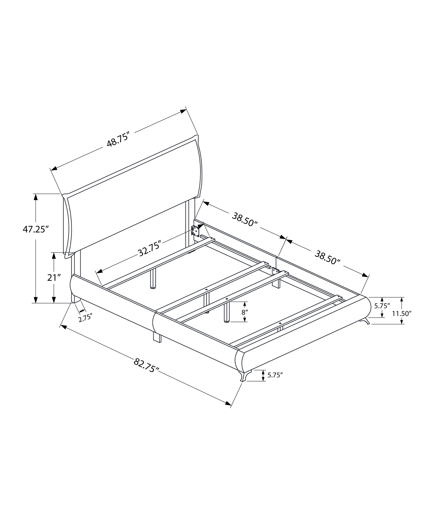 47.25" White Solid Wood Mdf Foam And Linen Twin Sized Bed With Chrome Legs