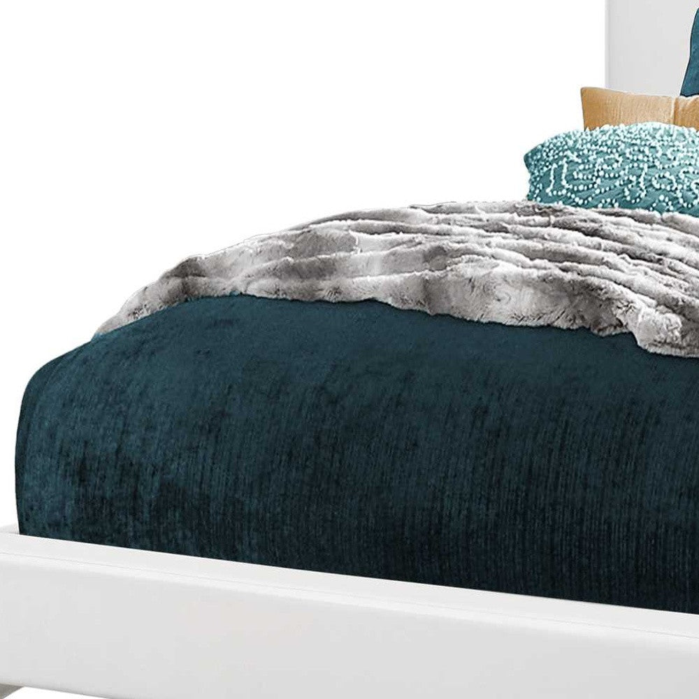 47.25" White Solid Wood Mdf Foam And Linen Twin Sized Bed With Chrome Legs