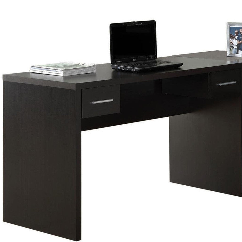 59" Brown L-Shape Computer Desk With 8 Drawers