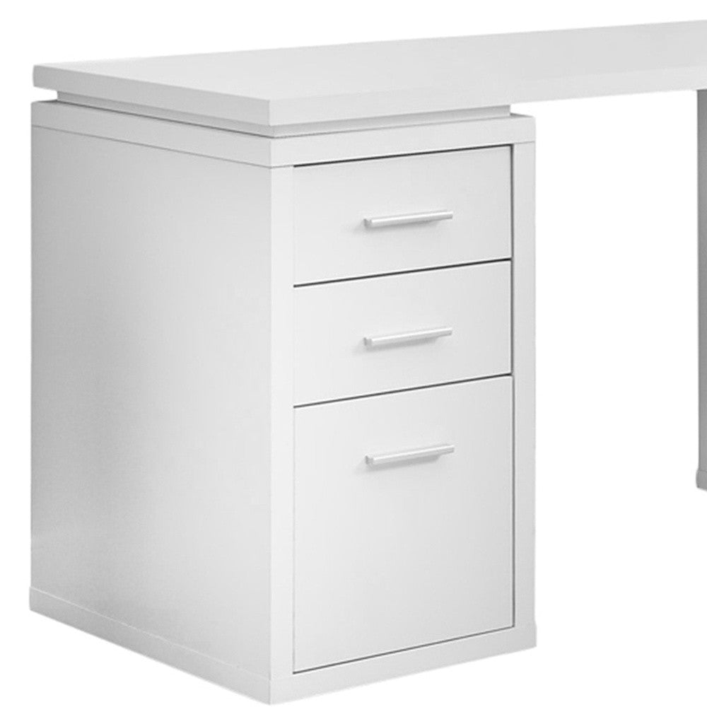 47" Brown L-Shape Computer Desk With Three Drawers