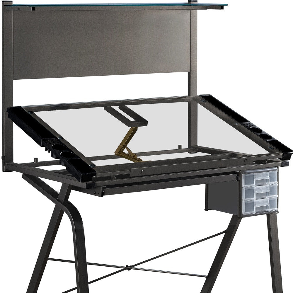 26" Adjustable Grey Rectangular Drafting Table