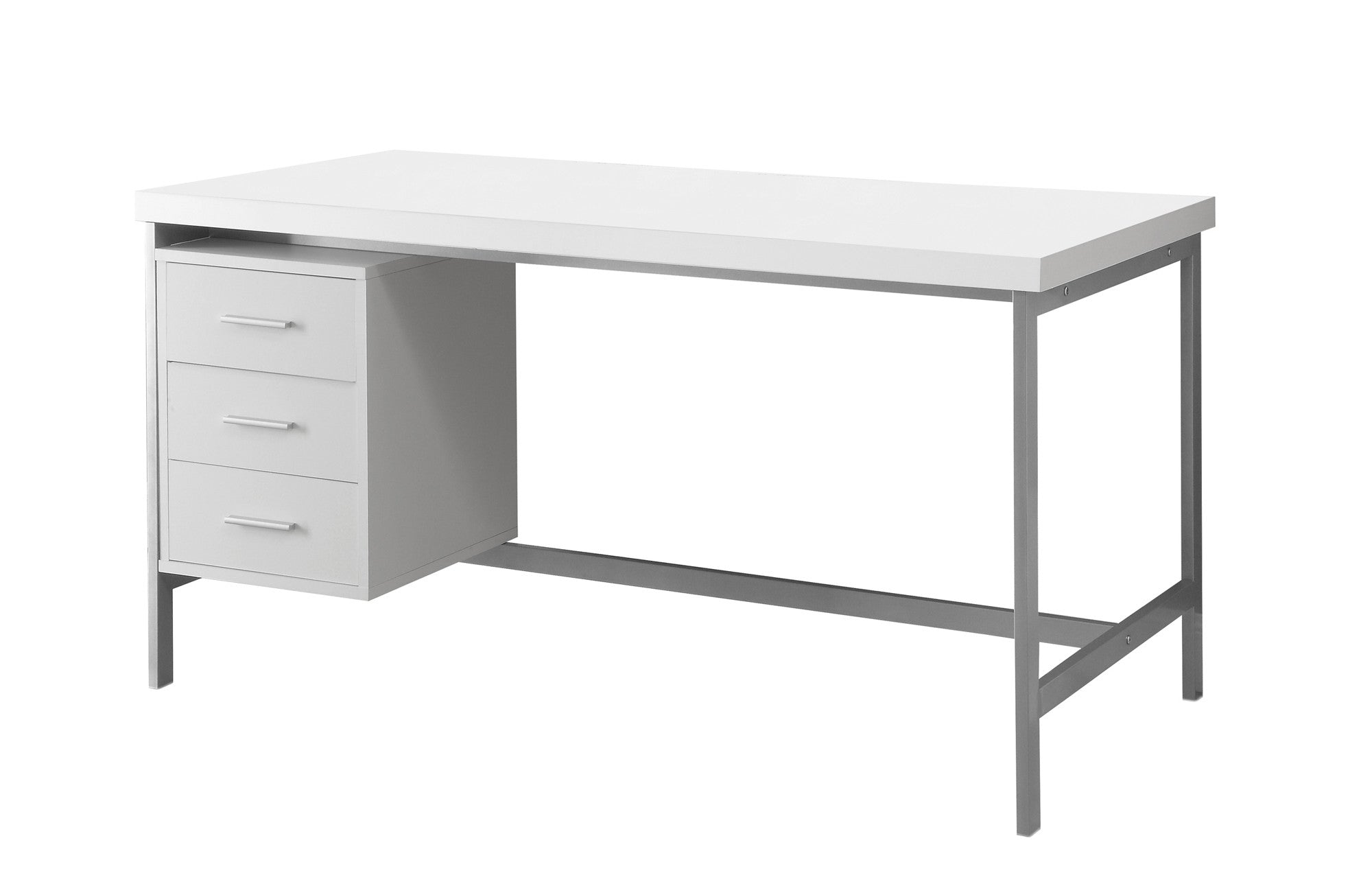30" White Rectangular Computer Desk With Three Drawers