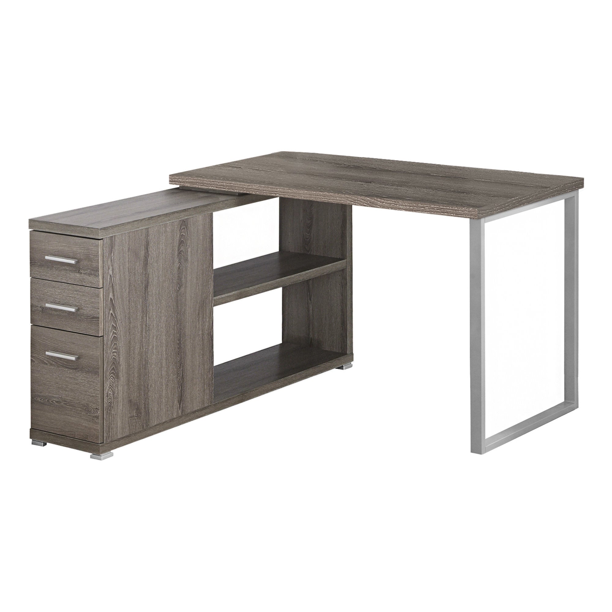 47" White L-Shape Computer Desk With Three Drawers