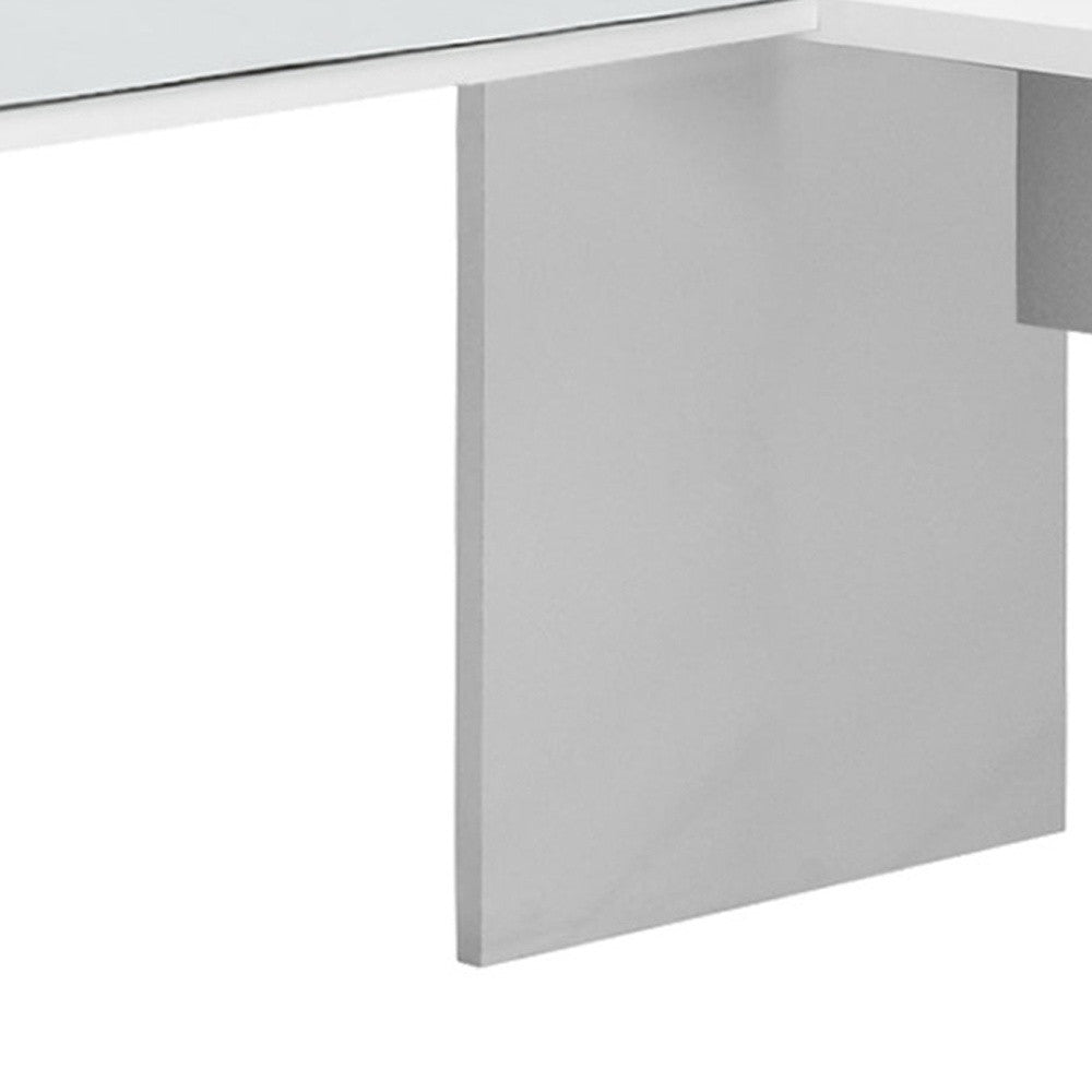 55" White L-Shape Computer Desk With Three Drawers