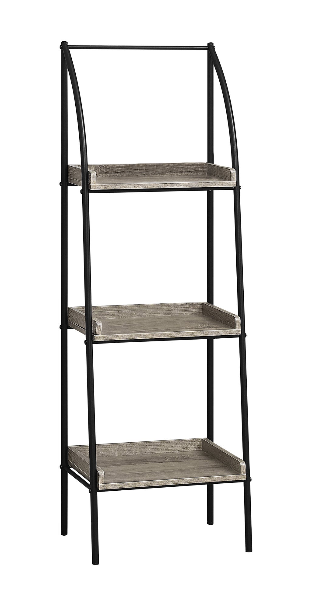 12" X 16" X 48" Dark Taupe  Black  Mdf  Metal   Bookshelf