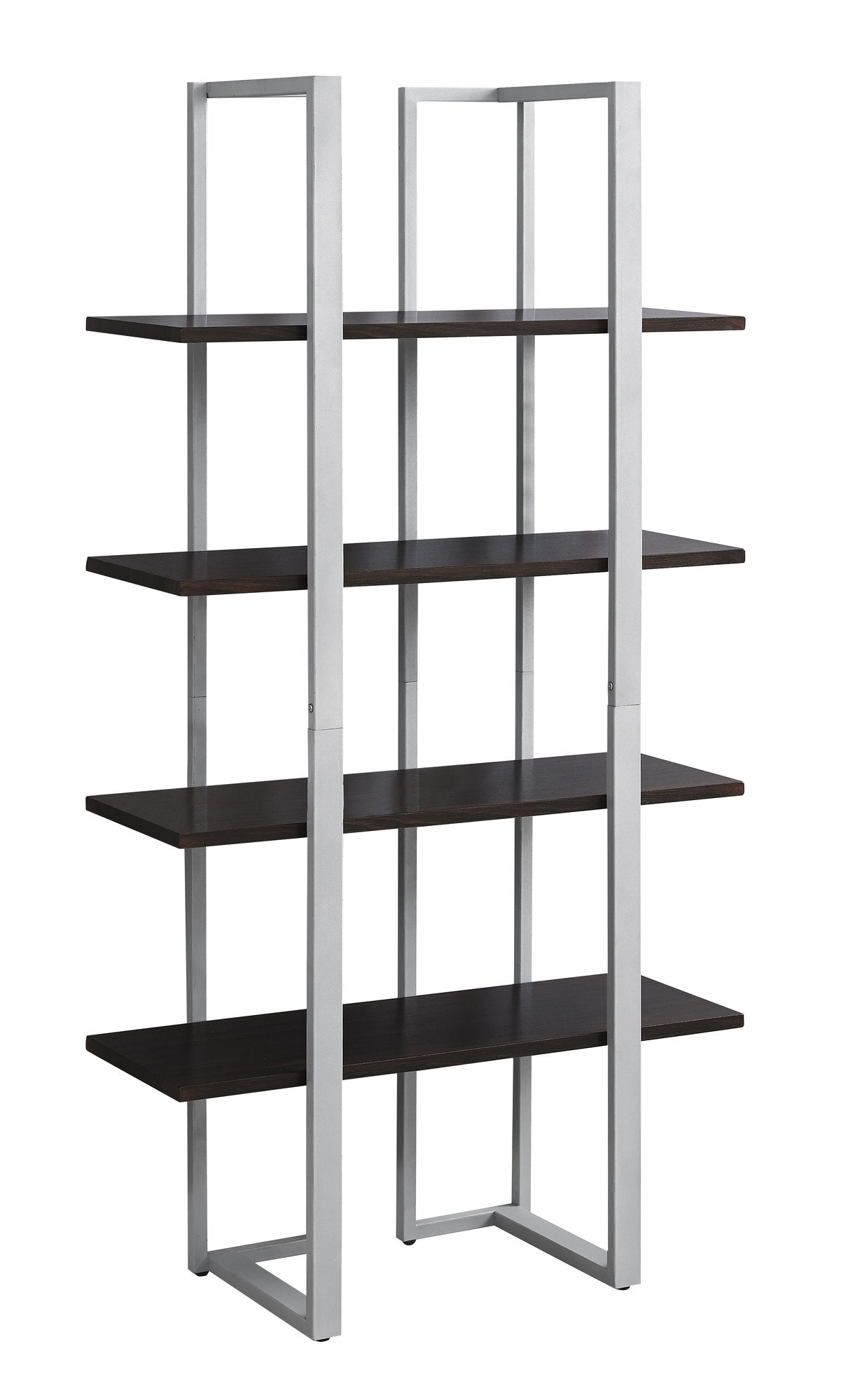 13.25" X 32" X 60" Black Silver Mdf Metal  Bookshelf