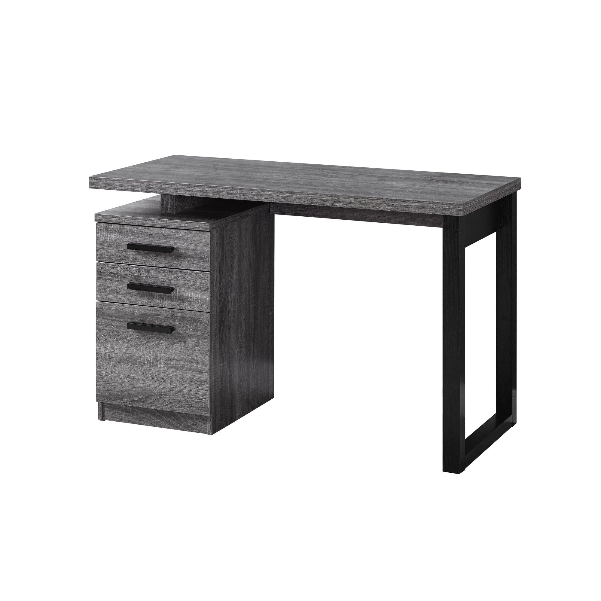 24" Grey Rectangular Computer Desk With Two Drawers