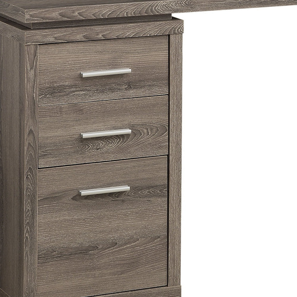 47" Brown L-Shape Computer Desk With Three Drawers