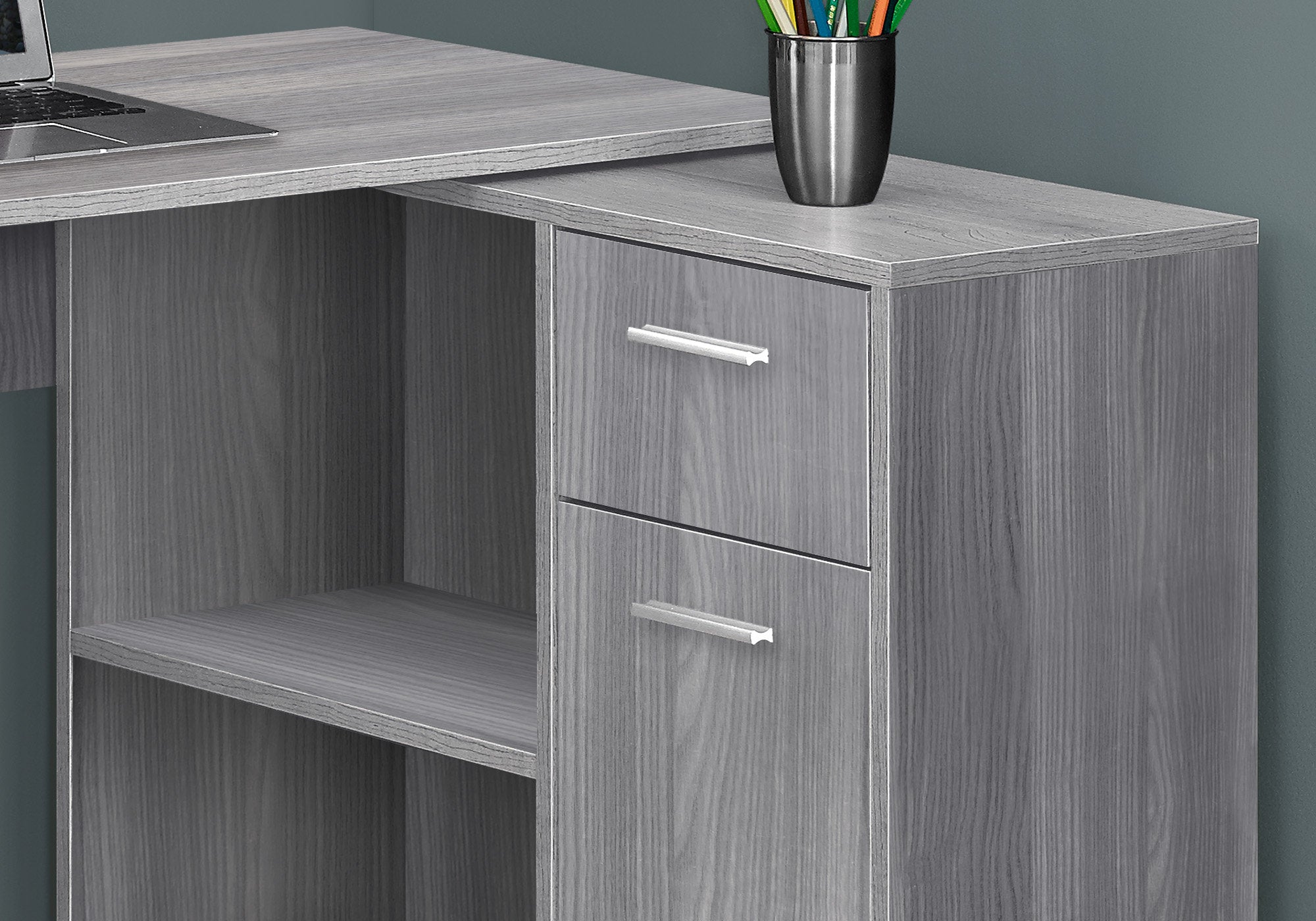 29.5" Particle Board And Laminate Computer Desk With A Storage Cabinet
