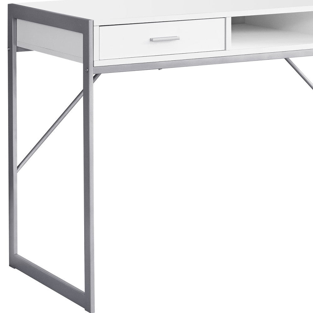22" White Rectangular Computer Desk With Two Drawers