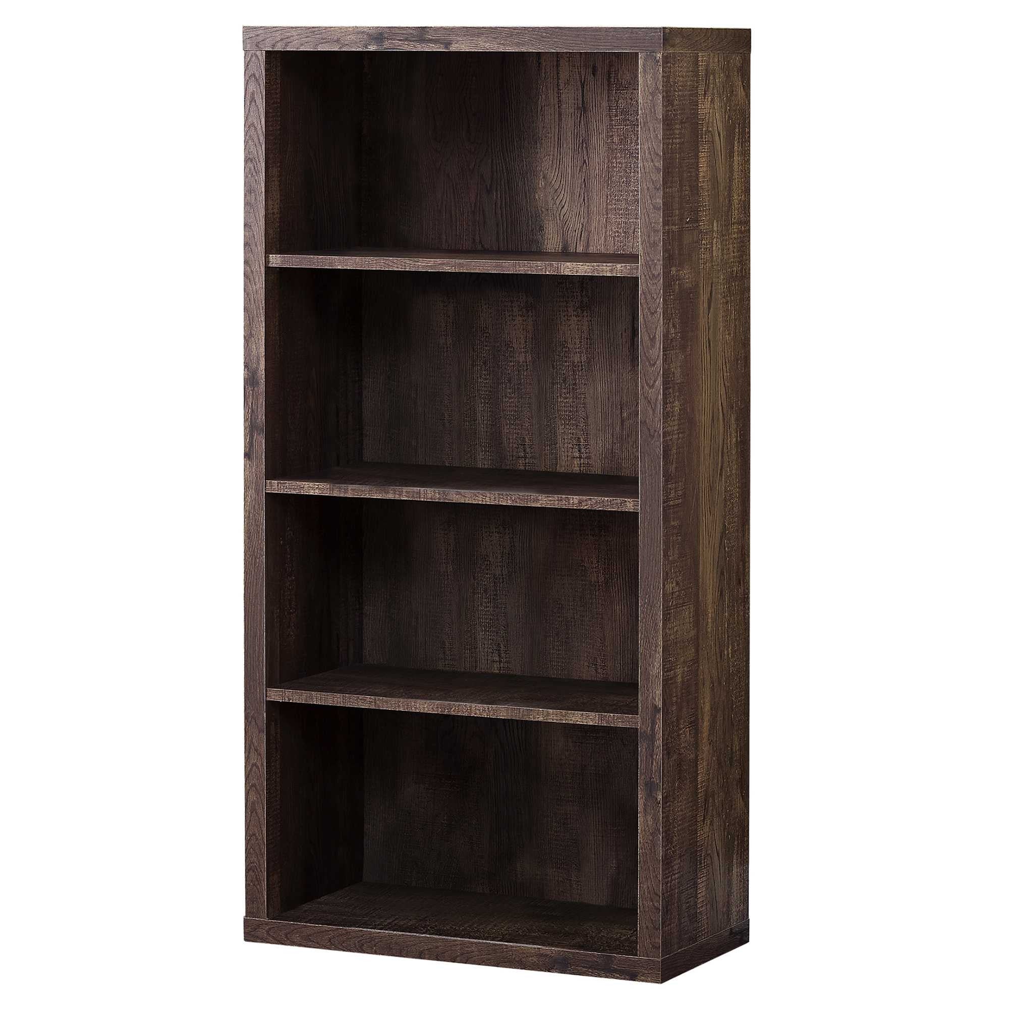 11.75" X 23.75" X 47.5" Cappuccino Particle Board Adjustable Shelves  Bookshelf