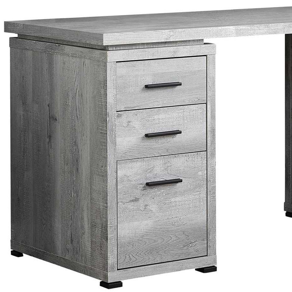 47" Brown L-Shape Computer Desk With Three Drawers