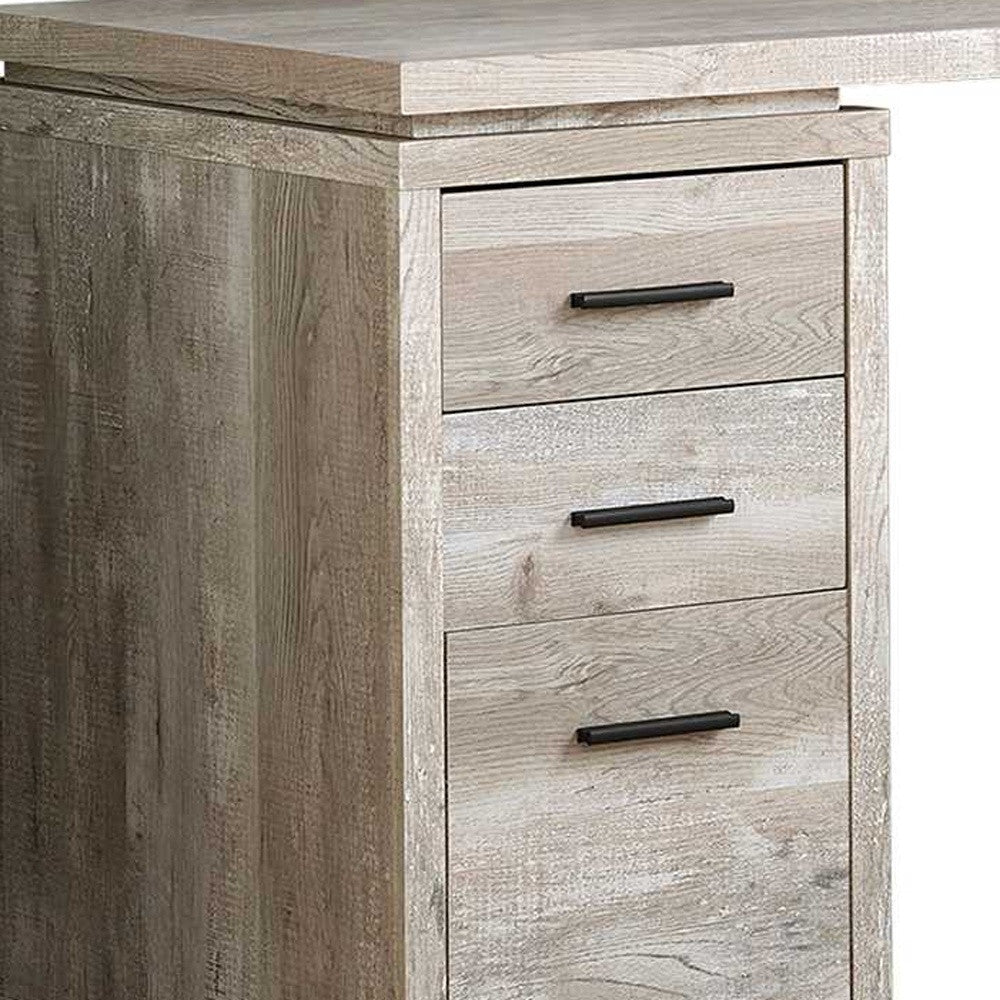 47" Brown L-Shape Computer Desk With Three Drawers